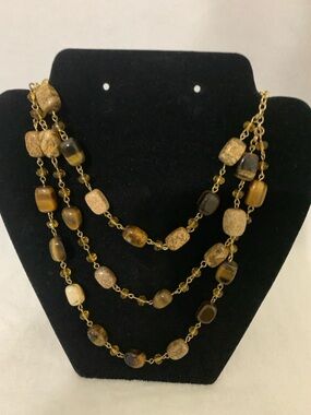 Layered Tiger’s Eye Stone Necklace